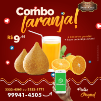 imagem de 2 Coxinha Grande + 1 Suco de Laranja 300ml